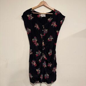 No. 6 Store Silk Hand Sewn Dress Black Buttons Size 1 Floral